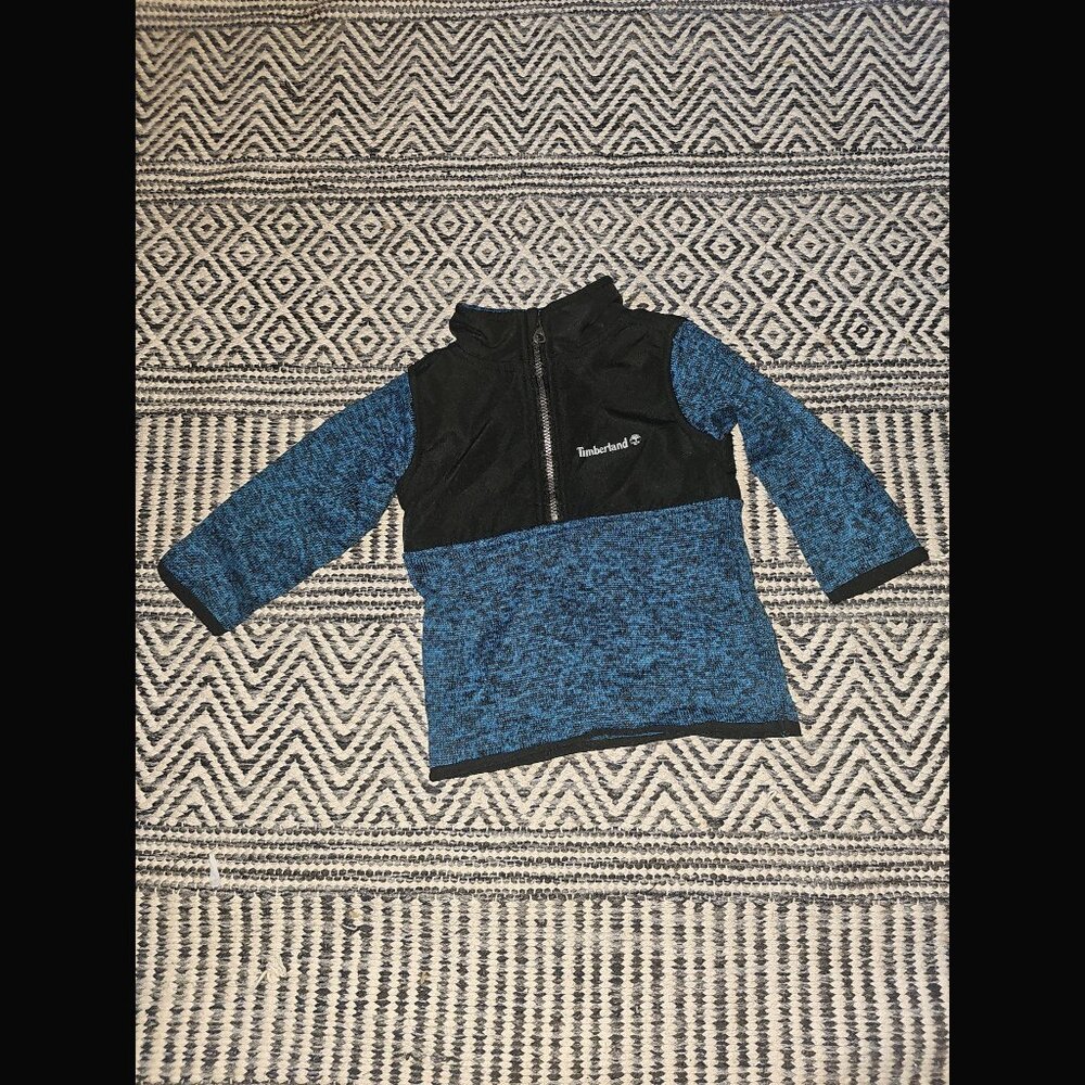 Timberland Blue + Black Half Zip Pullover 12 Months